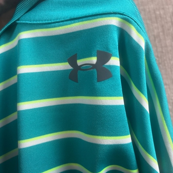 Under Armour Men's Striped Polo Shirts - Teal and Red - Picture 5 of 8